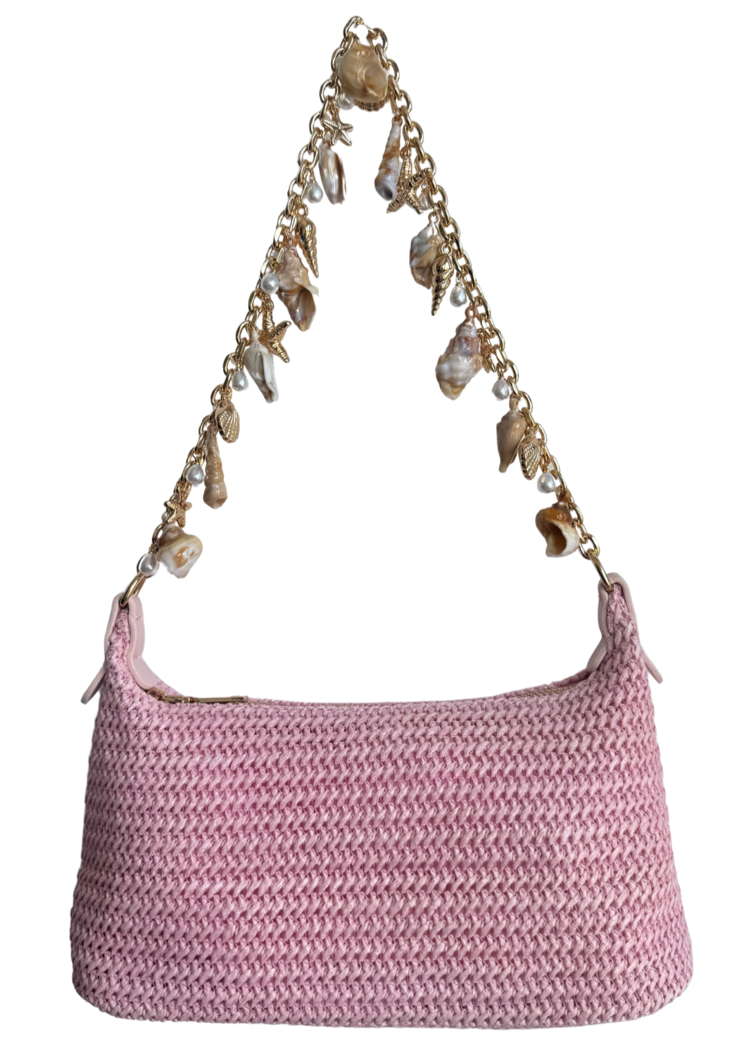 Bucas in Marbella Shoulder Bag with Starfish, Shell and Pearl Charms in Pink