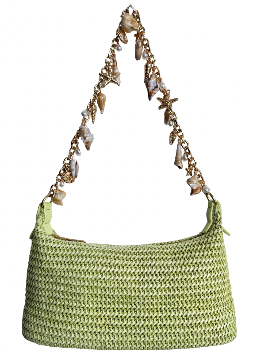 Bucas in Marbella Shoulder Bag with Starfish, Shell and Pearl Charms in Matcha