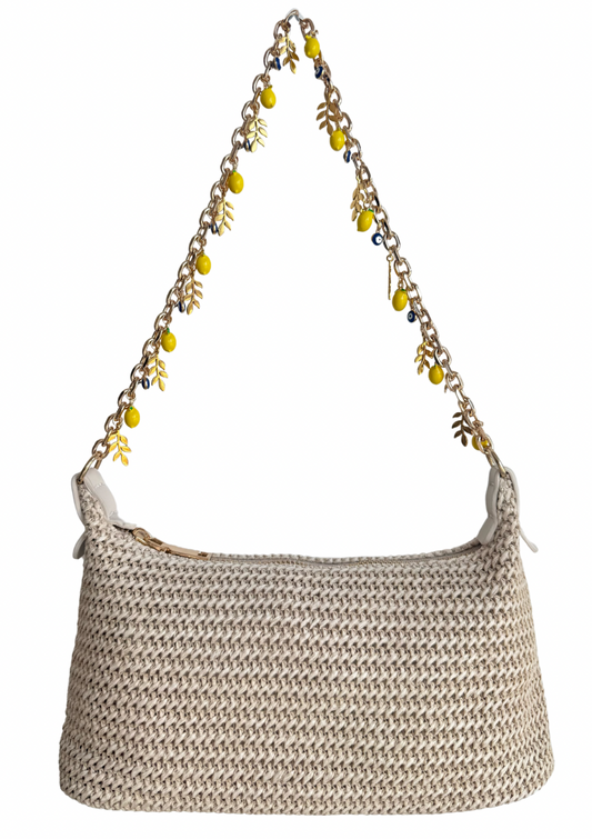 Bucas in Greece Shoulder Bag with Evil Eye, Lemon and Olive Branch Charms